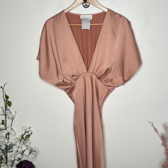 ANTHROPOLOGIE x BHLDN Leila Satin Charmeuse Dress Sedona Sunset Sz 4 {FF54} - Picture 4 of 8